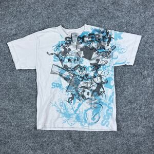 Champion T-Shirt Youth M White Soccer Graphic Tee Athletic Short‎ Sleeve Sports